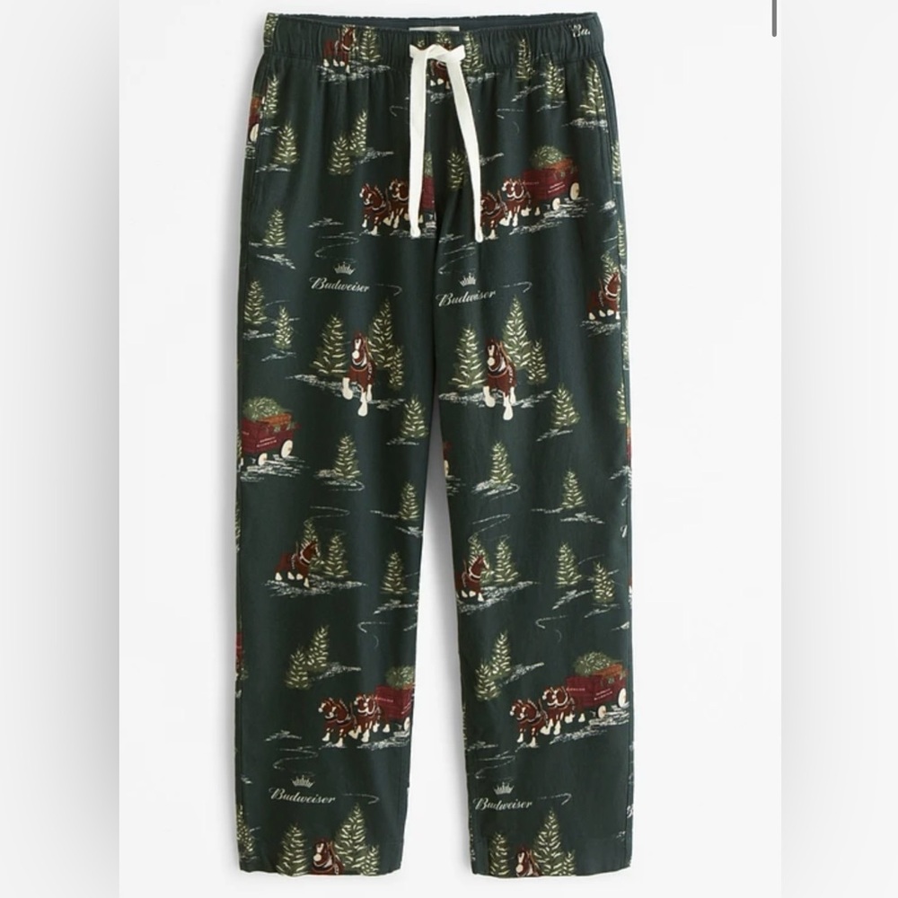 Abercrombie & Fitch Budweiser Graphic Flannel Sleep Pant Size Large